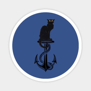 Black Cat Sitting on Anchor Magnet